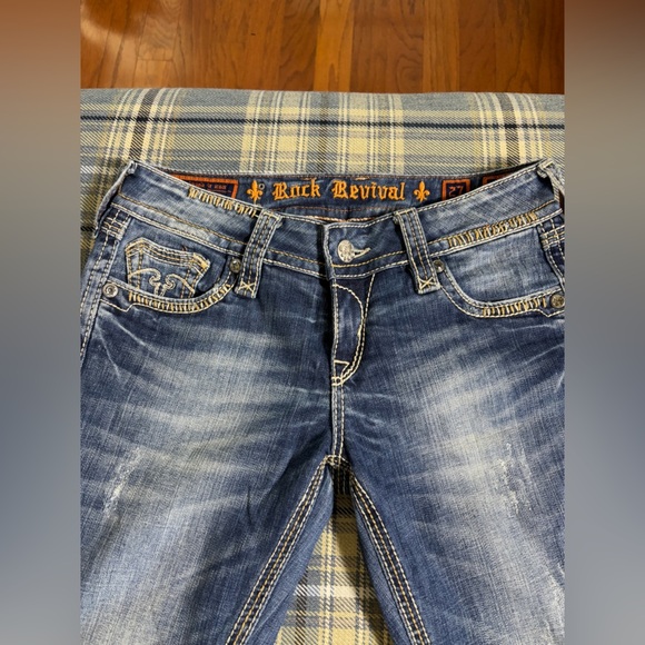 Rock Revival Blake Easy Boot Jeans Whiskered Buckle - Picture 10 of 10